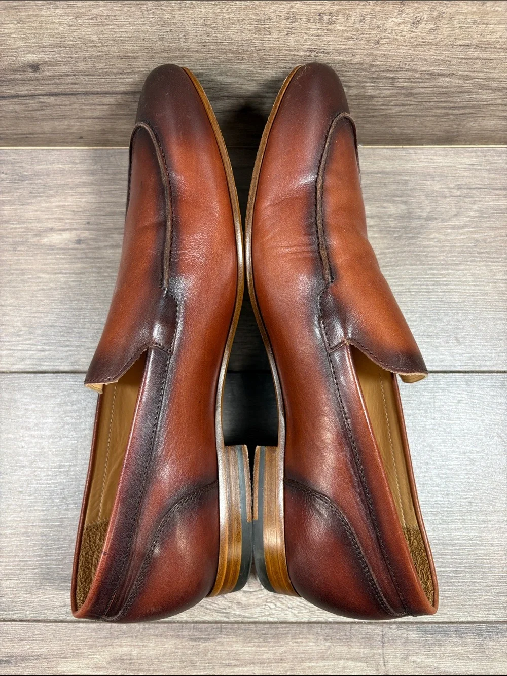 Curatore Venetian Loafers Brown Burnished Leather Mens Size 10
